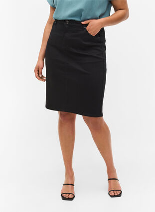 Kroppsnära kjol med fickor, Black, Model image number 2