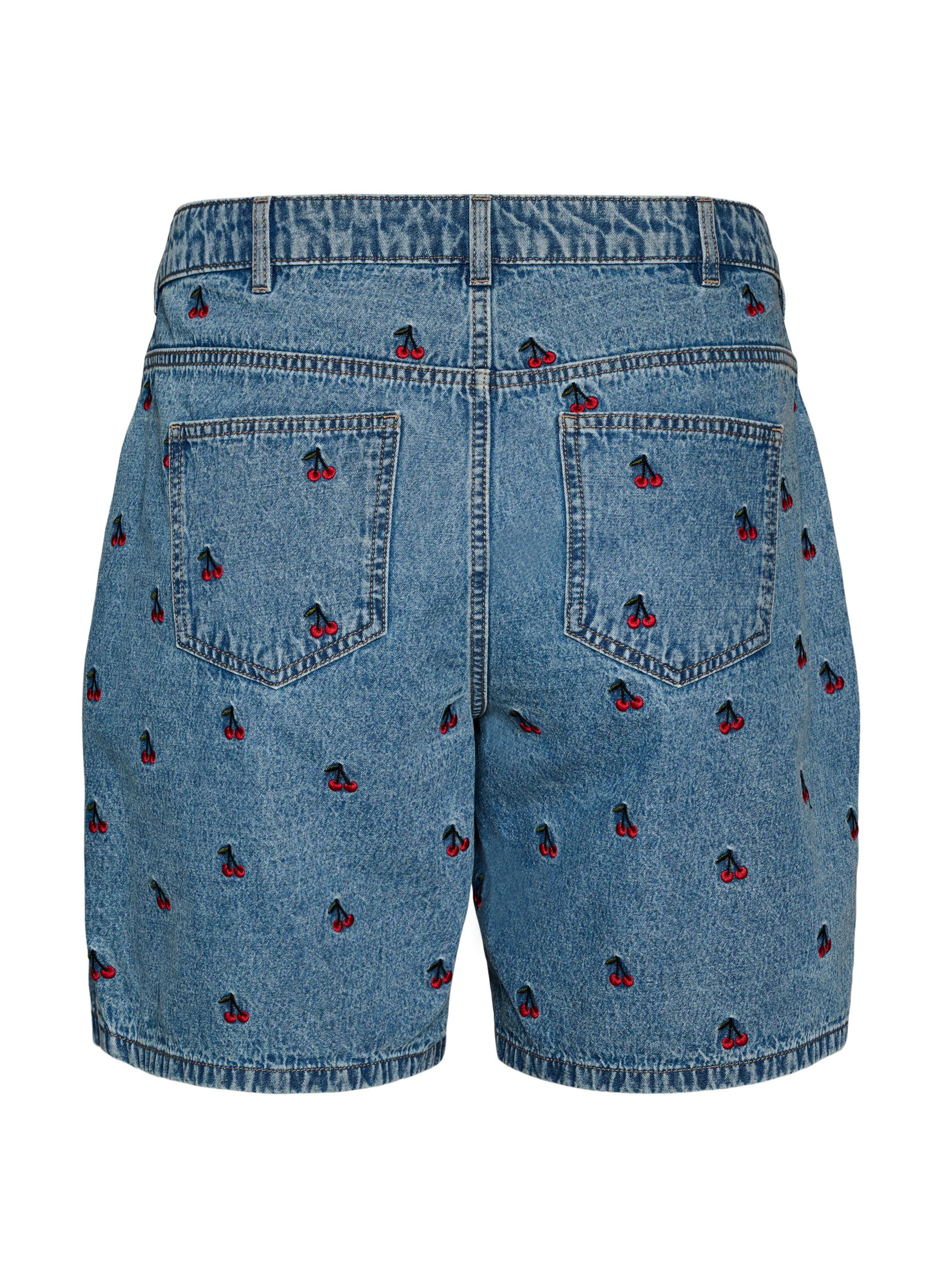 Zizzi Broderade jeansshorts, Bl&aring;, Packshot image number 1