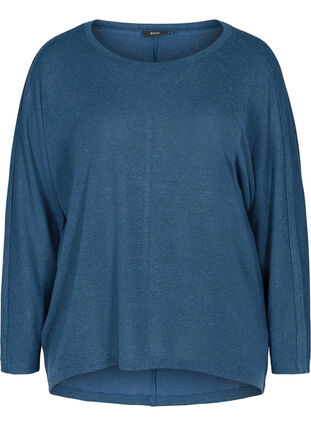 Enfärgad tröja med långa ärmar, Dark Blue, Packshot image number 0