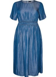 Midikl&auml;nning i denimlook med res&aring;r i midjan, Bl&aring;