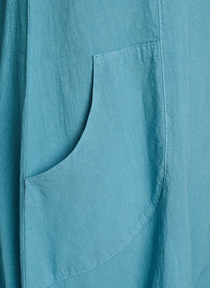 Kort&auml;rmad kl&auml;nning i bomull, Bl&aring;, Packshot image number 3