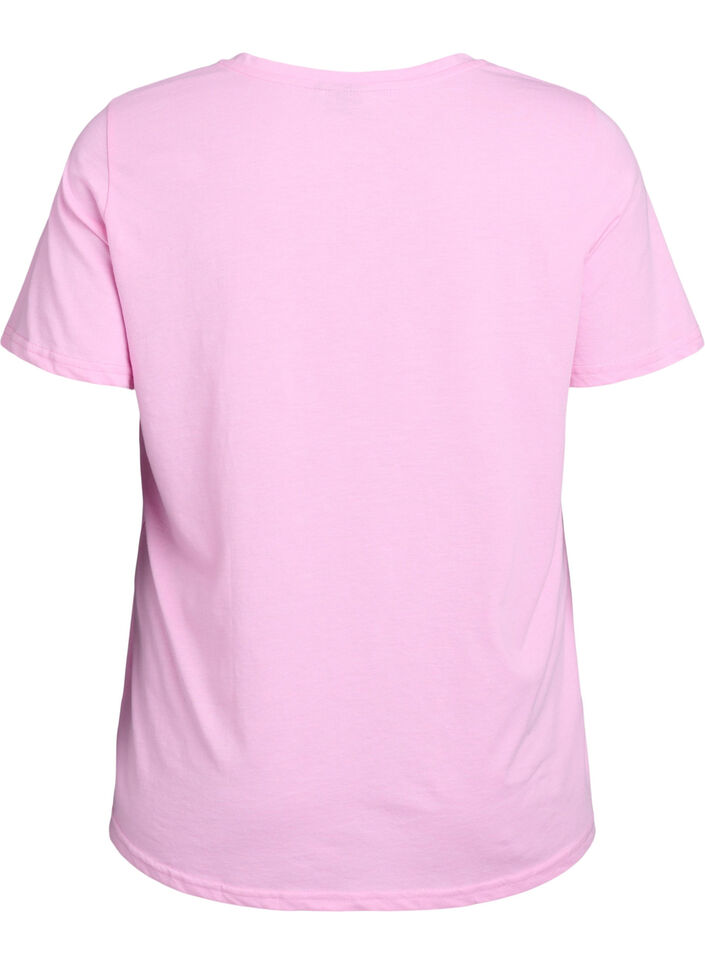 Kort&auml;rmad t-shirt med v-hals, Rosa, Packshot image number 1