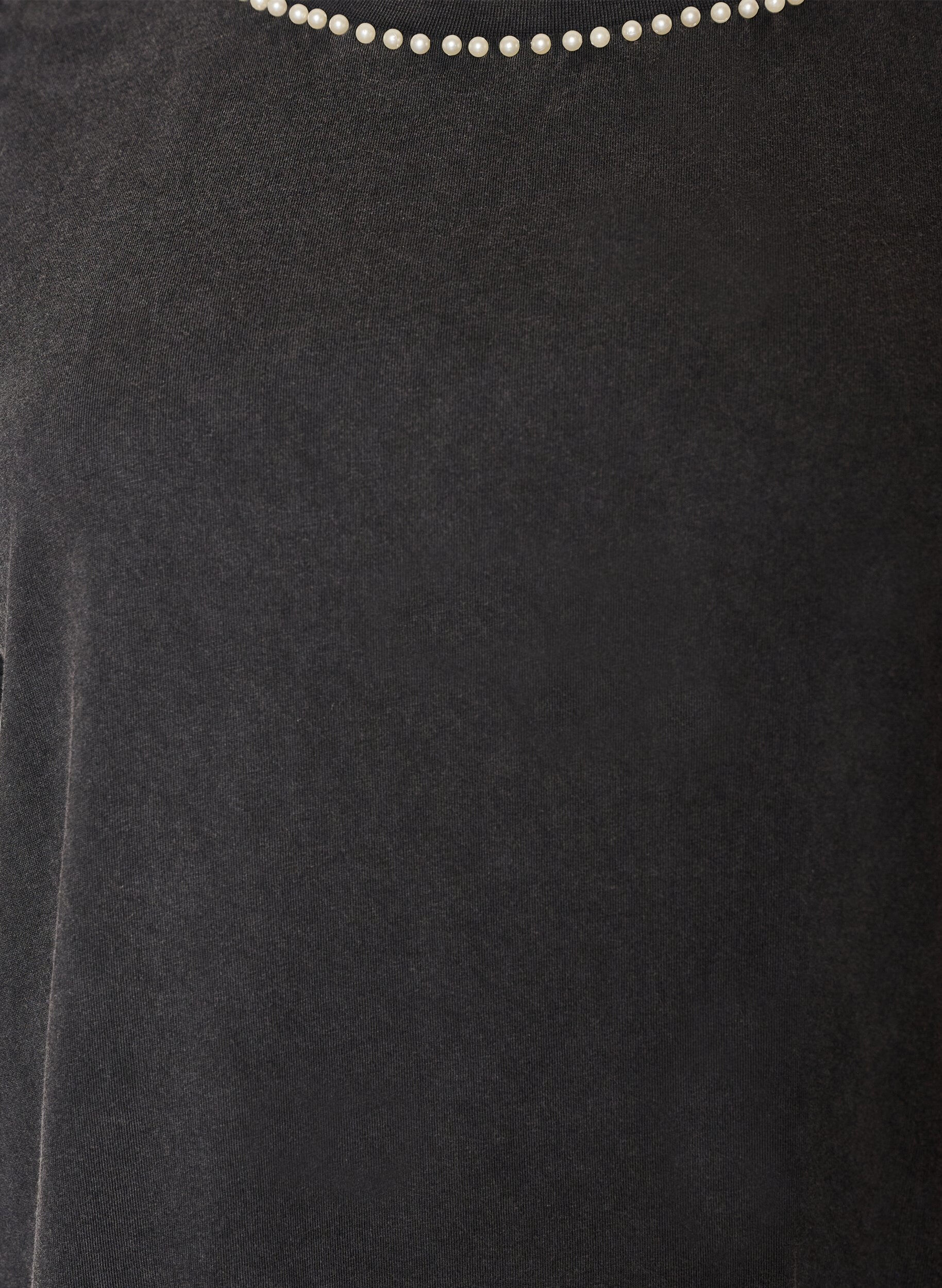 ZizziT-shirt i ekologisk bomull med grafiskt tryck, Gr&aring;, Packshot image number 2