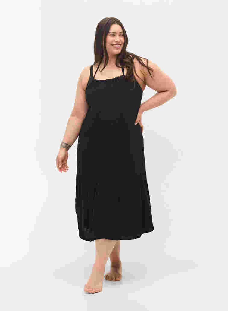 Lång strandklänning i viskos, Black, Model image number 0