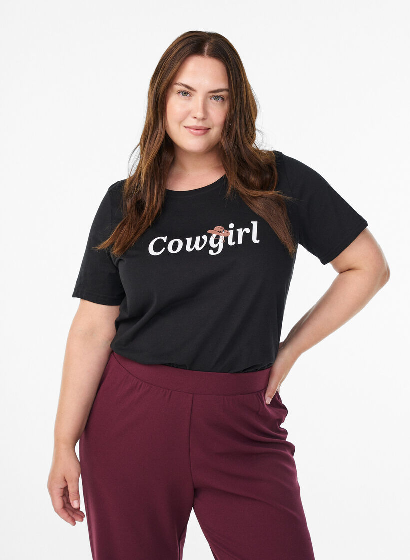 T-shirt med tryck, Svart, Model image number 0