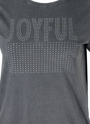 T-shirt i bomull med nitar och smock, Grey Wash, Packshot image number 2