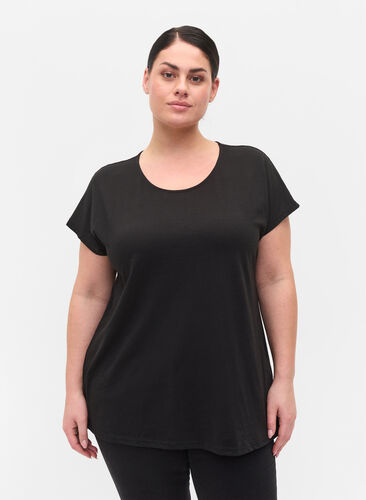 T-shirt i bomullsmix, Black, Model image number 0