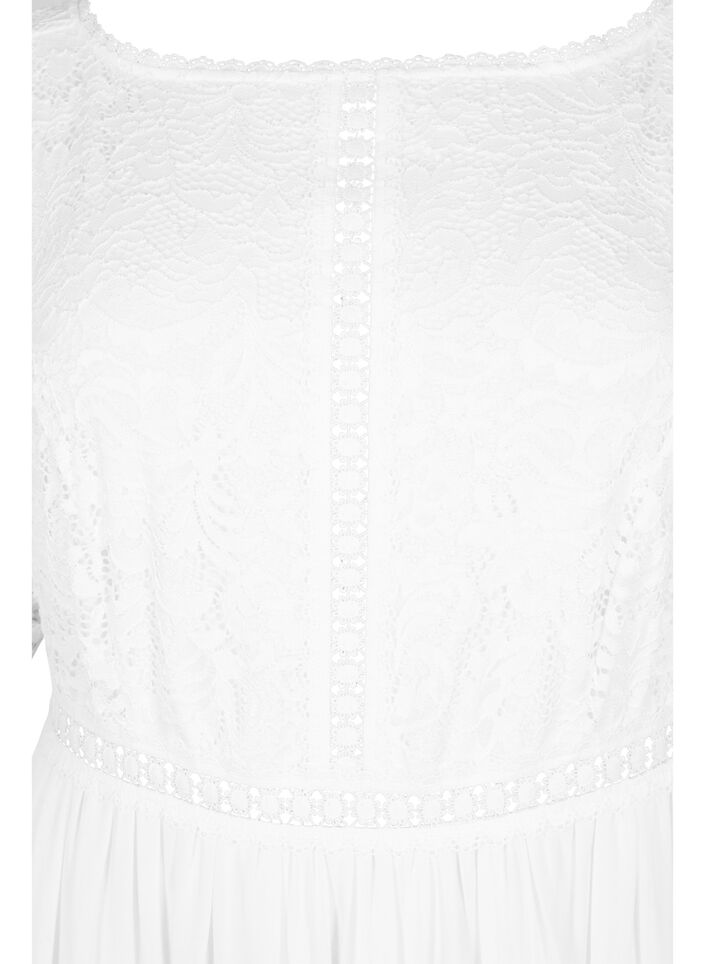 Maxiklänning med ringad rygg  och korta ärmar, Bright White, Packshot image number 2