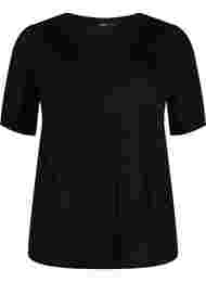 T-shirt i bomull med 2/4-ärmar, Black