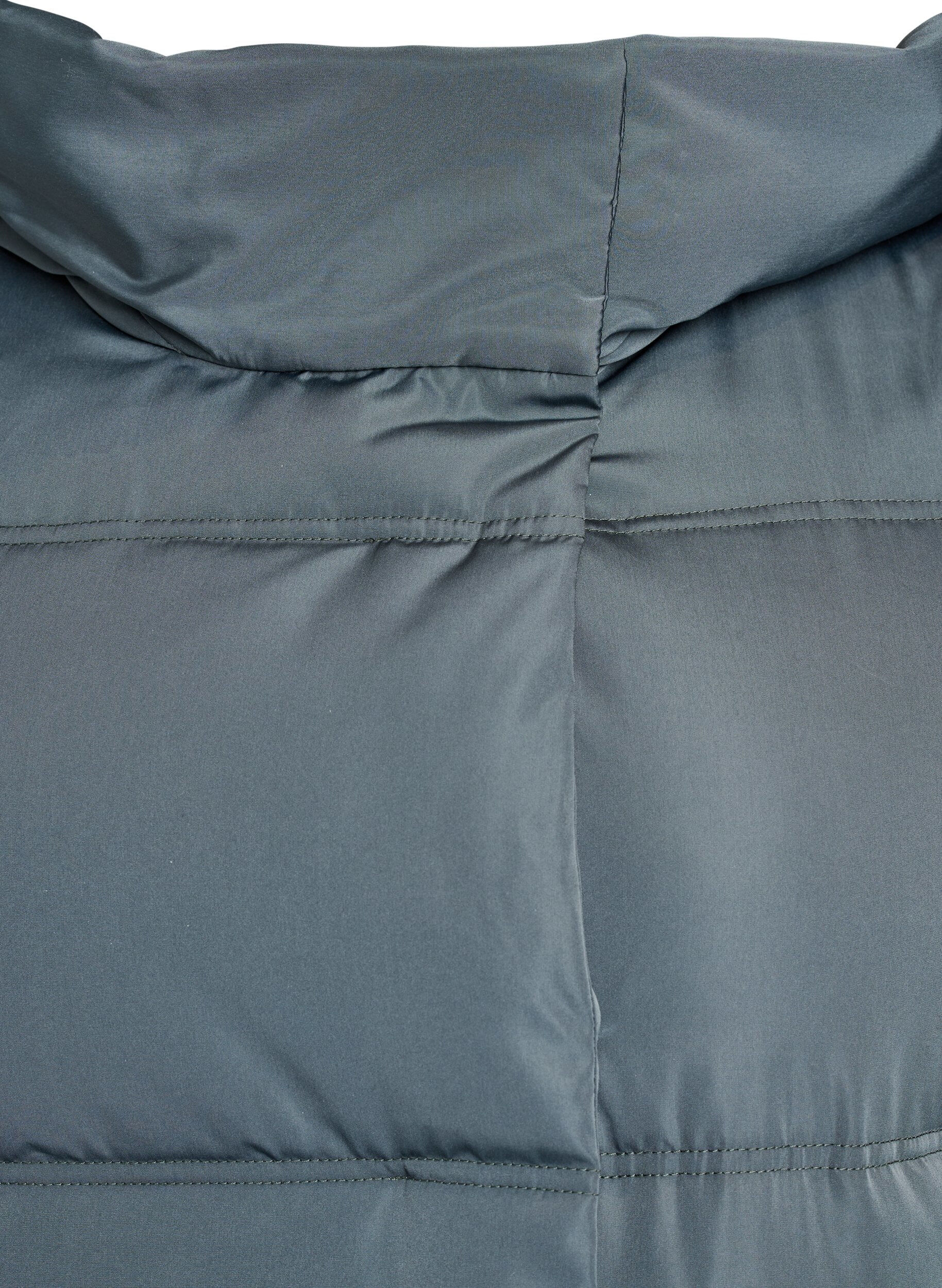 Zizzi L&aring;ng pufferjacka med huva, Bl&aring;, Packshot image number 2