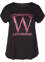 T-shirt i bomull med färgglatt tryck, Black W
