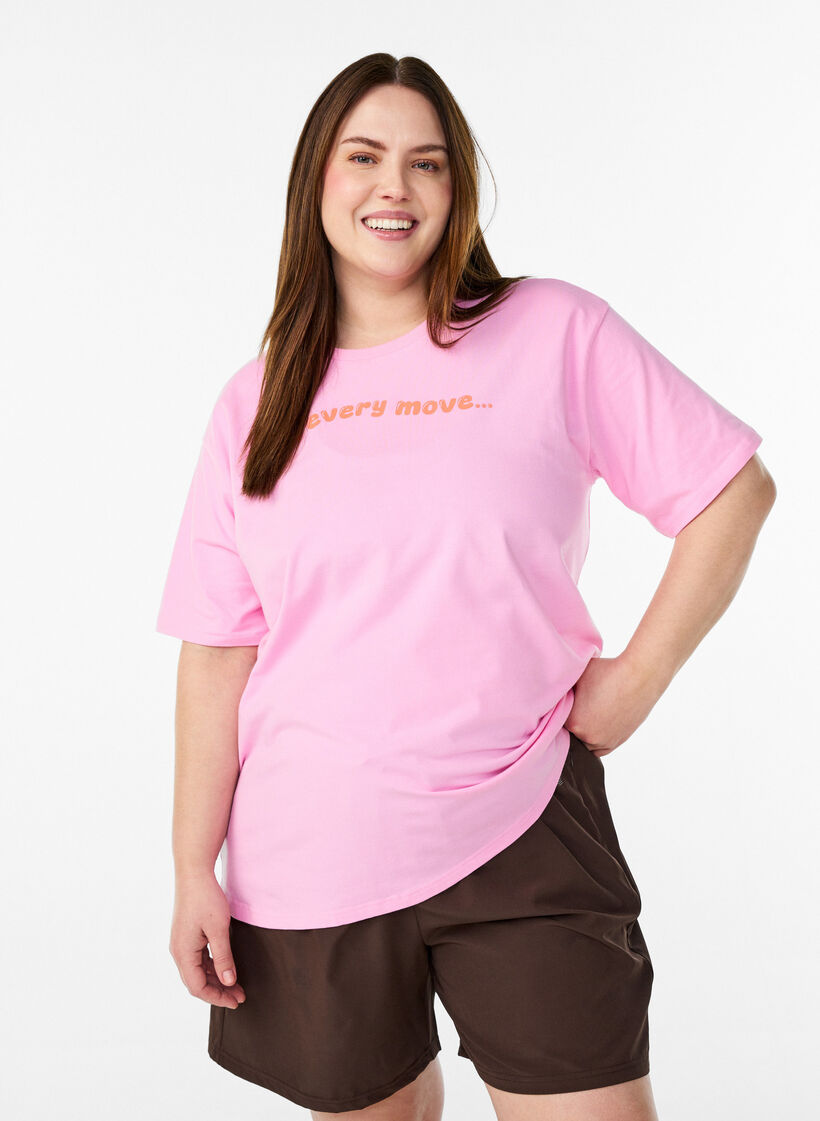 Sportig t-shirt i ekologisk bomull, Rosa, Model image number 0