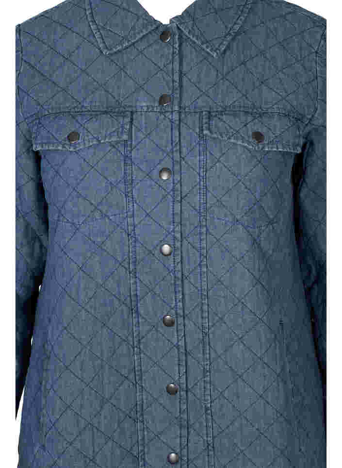Mönstrad jacka med knappar och fickor, Blue denim, Packshot image number 2