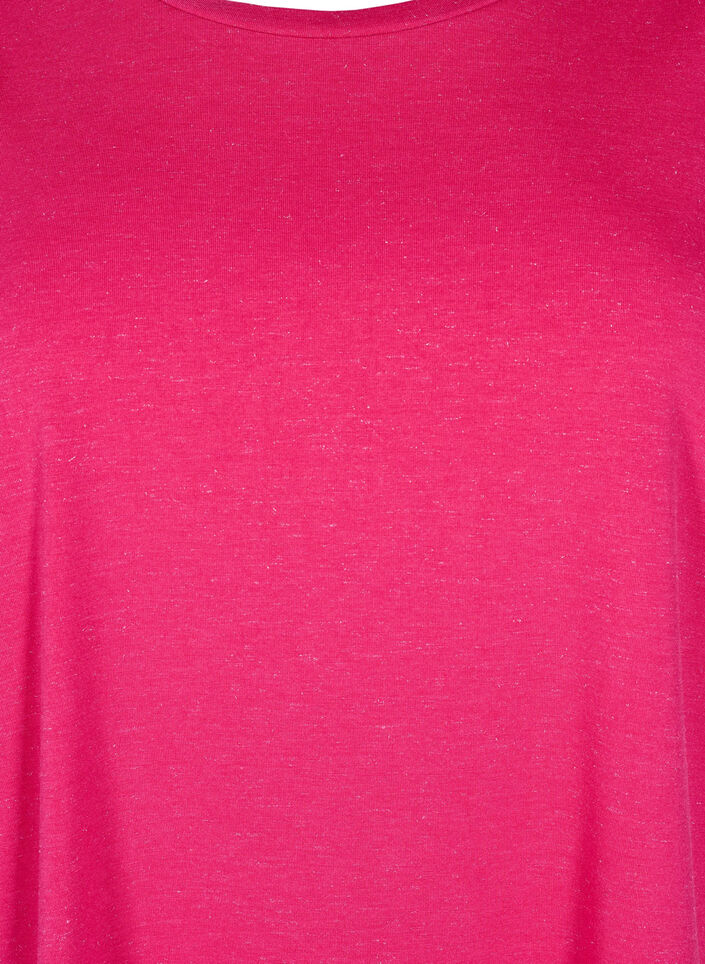 T-shirt med glitter och korta puffärmar, Rosa, Packshot image number 2
