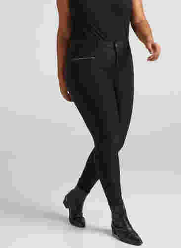 Tighta byxor med blixtlåsdetaljer, Black, Model image number 3