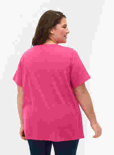 T-shirt från FLASH med tryck, Raspberry Rose, Model image number 1