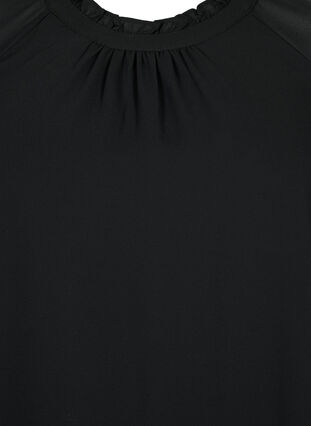 Blus med asymmetrisk fåll och 3/4-ärmar, Black, Packshot image number 2