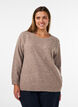 blus i stickat med strass och nitar, Beige, Model image number 0