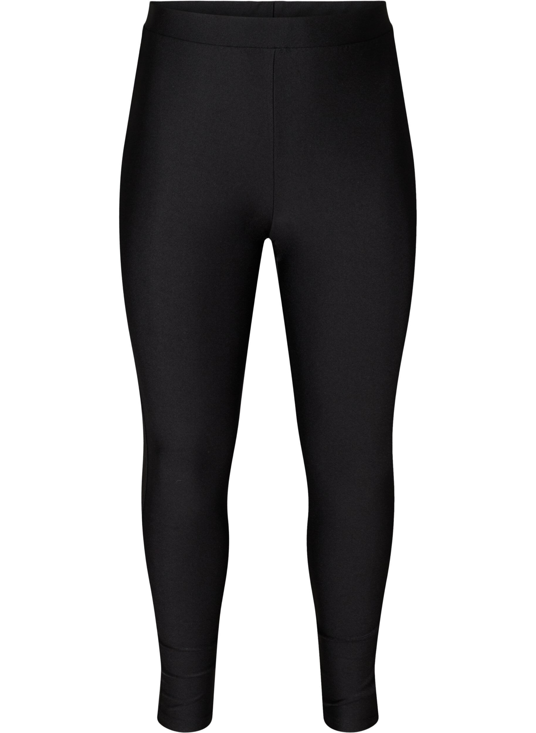Zizzi Croppade, glansiga leggings med bakfickor, Black, Packshot image number 0