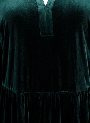 Klänning i velour med volangkrage och 3/4-ärmar, Scarab, Packshot image number 2