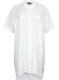 Lång skjorta i viskos med struktur, Bright White, Packshot