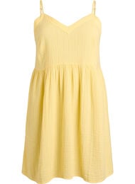 Strandklänning i bomull med smala axelband, Gul