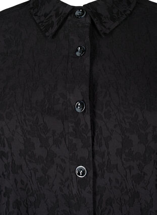 Skjortjacka i viskos med ton-i-ton-mönster, Black, Packshot image number 2