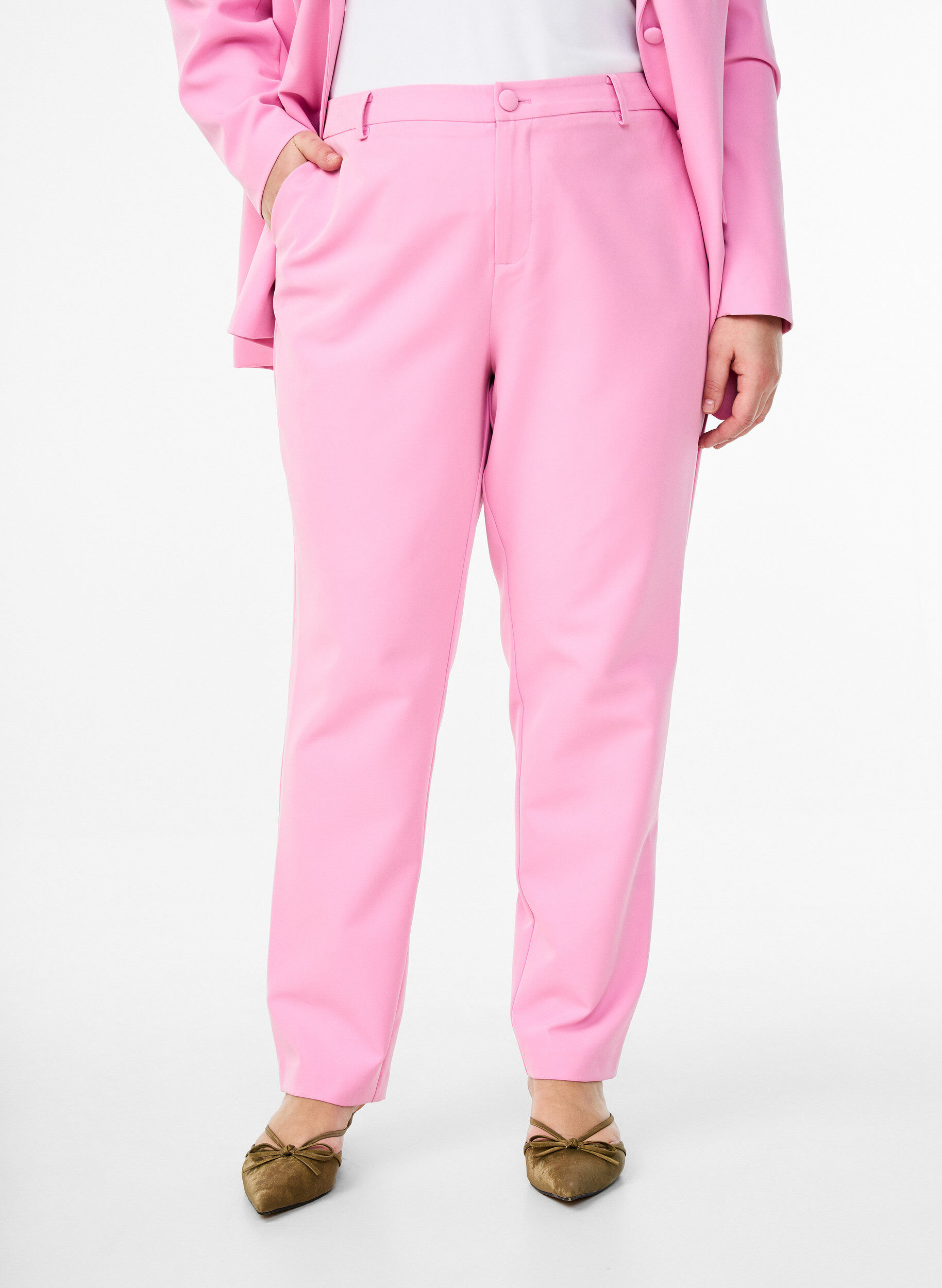 ZizziByxor med fickor och raka ben, Rosa, Model image number 2