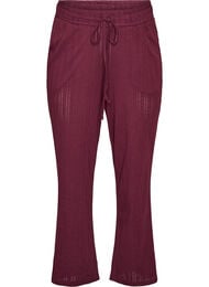 Pyjamasbyxor i ekologisk bomull med h&aring;lbroderi, M&ouml;rk Bordeaux
