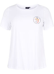 T-shirt i bomull med tryck framtill, White Chest Print