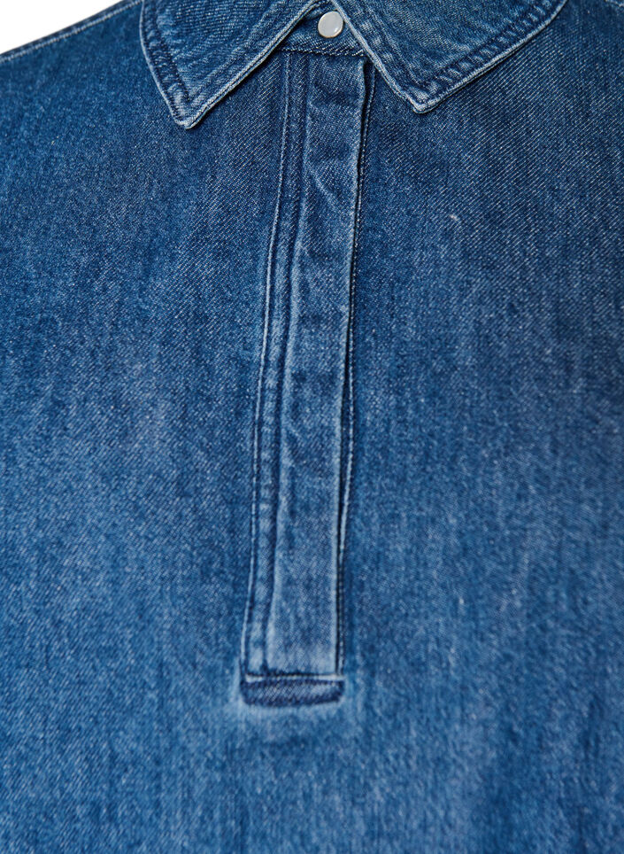 Blus i denim med ballongpassform, Bl&aring;, Packshot