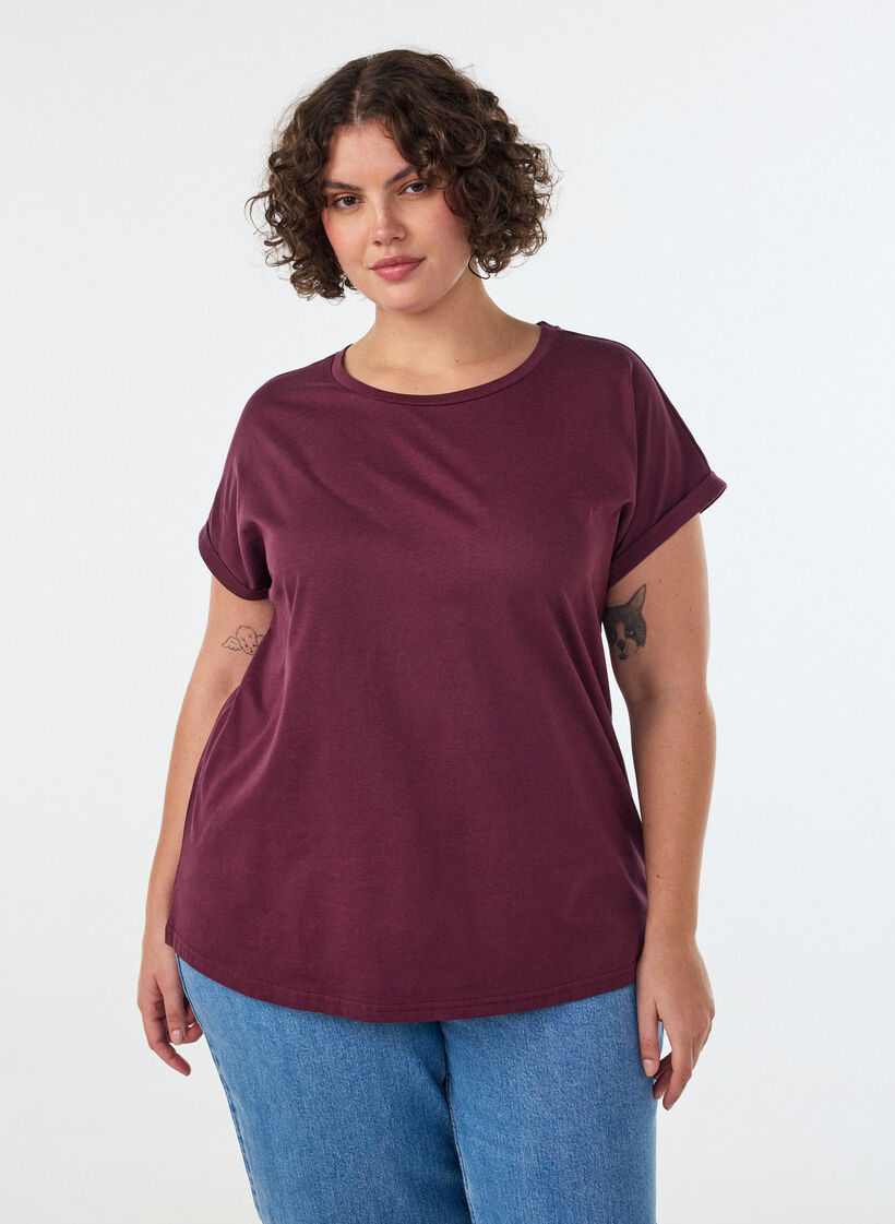 Kort&auml;rmad t-shirt i bomullsmix, R&ouml;d, Model image number 0
