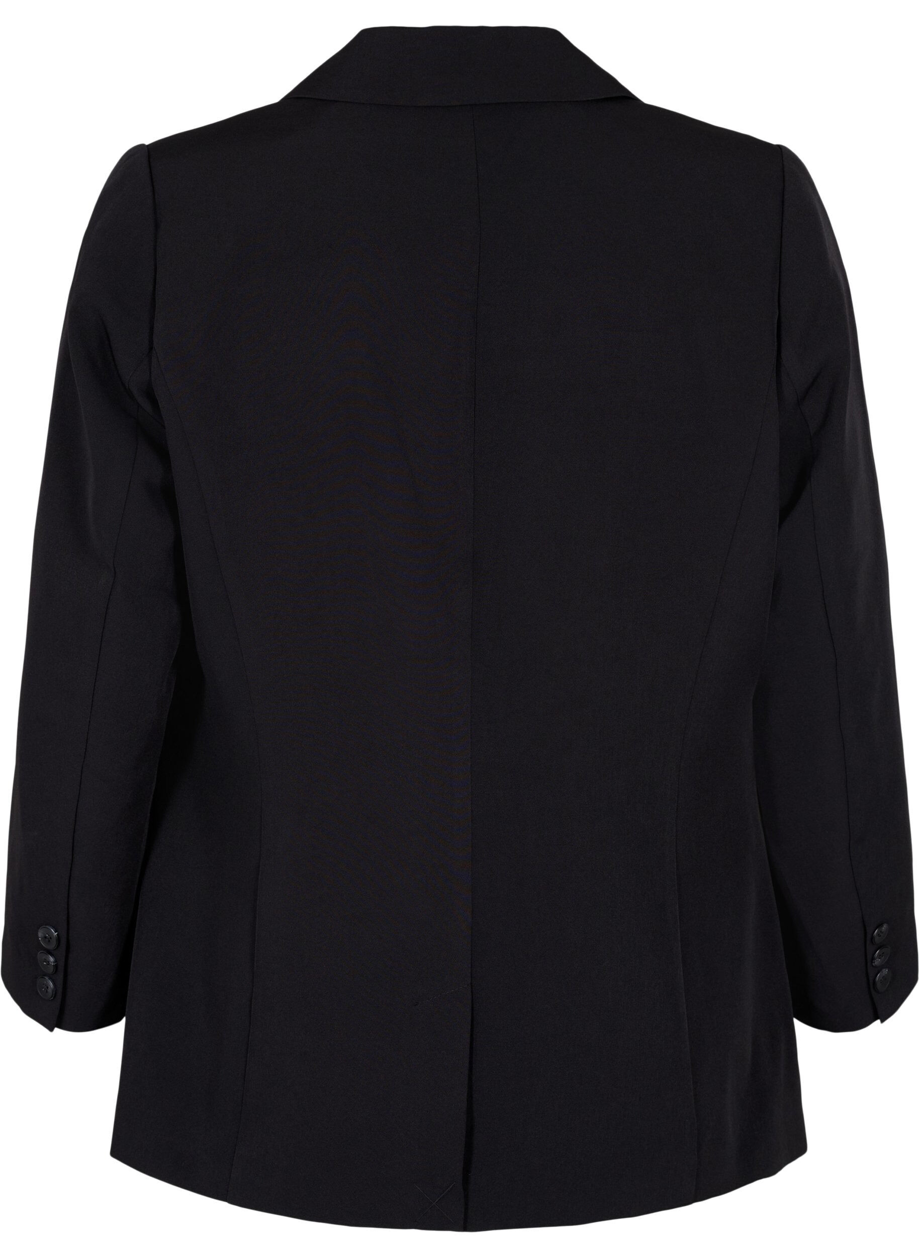 Zizzi Blazer med en knappst&auml;ngning, Black, Packshot image number 1