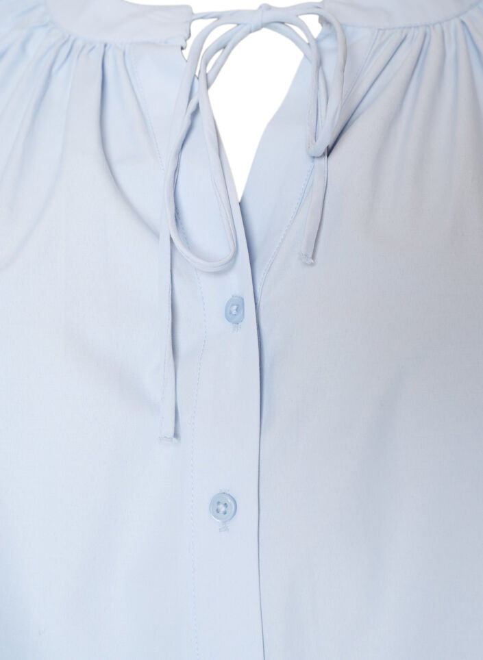 Skjortblus med kn&auml;ppning och knytsk&auml;rp, Bl&aring;, Packshot image number 2
