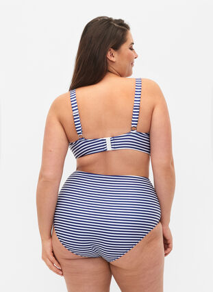 Randiga bikinitrosor med hög midja, Blue Striped, Model image number 1