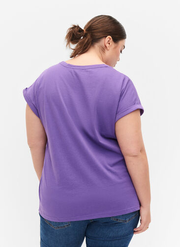 Kortärmad t-shirt i bomullsmix, Deep Lavender, Model image number 1