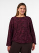 Skir blus med blommig textur och l&aring;nga &auml;rmar, R&ouml;d, Model image number 0