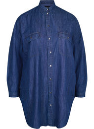 Oversize denimskjorta med fickor, Dark blue denim