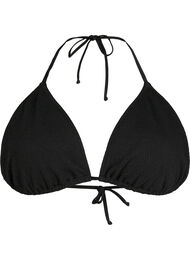 Triangelformad bikinibehå med crepe-struktur, Black