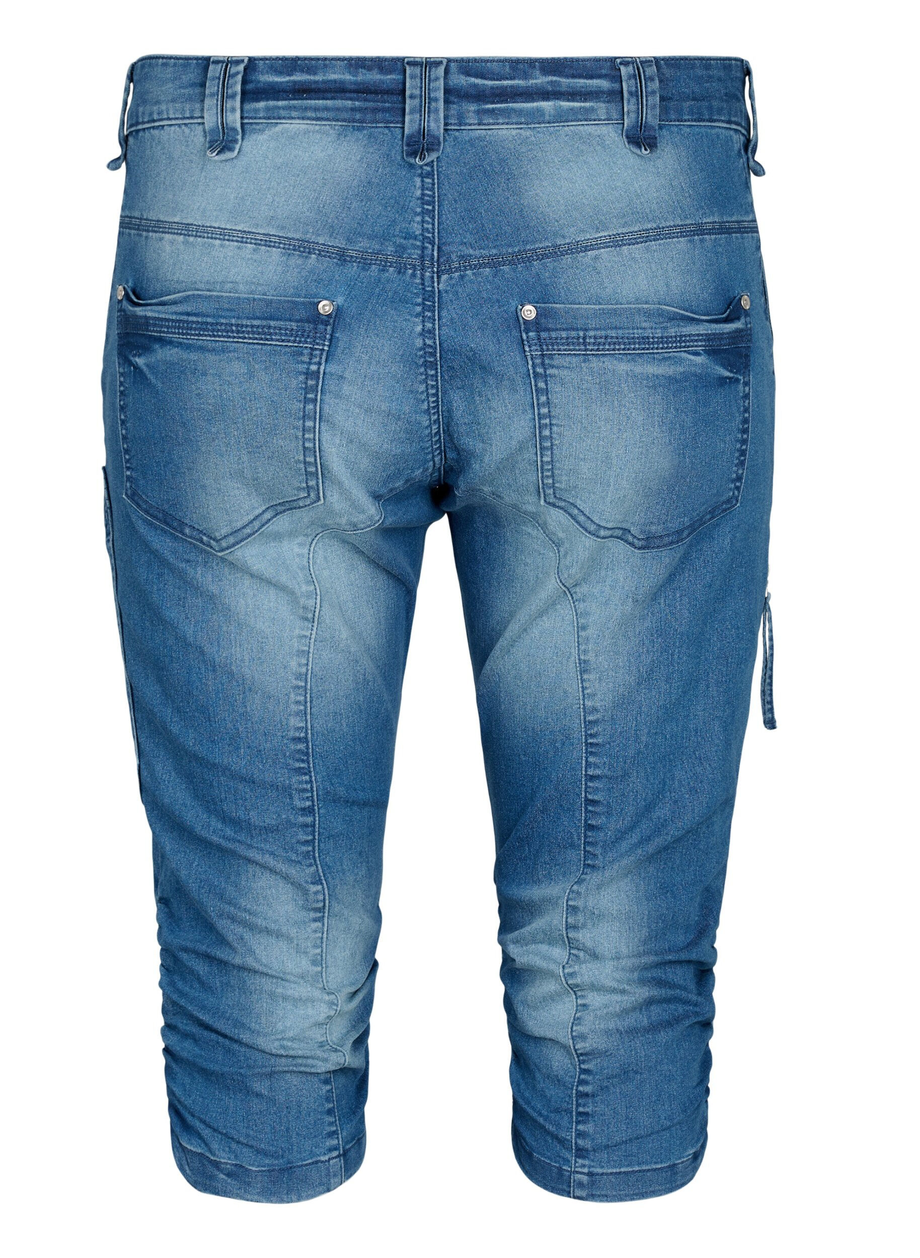 Zizzi Slim fit capri-jeans med fickor, Bl&aring;, Packshot image number 1