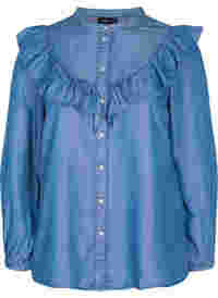 Långärmad skjorta med volanger i lyocell(TENCEL™)