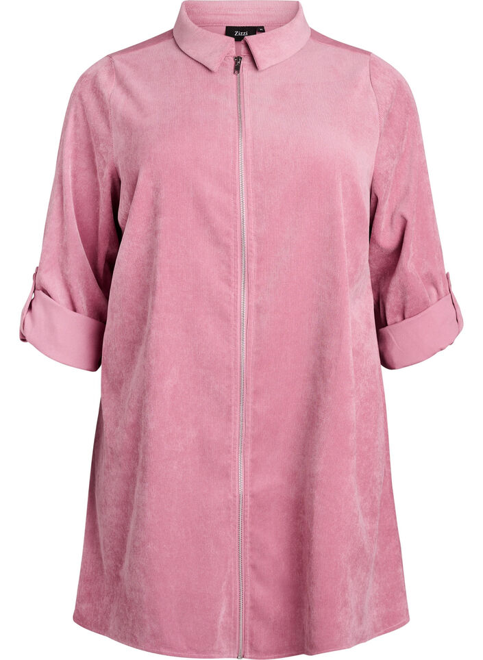 Manchesterkl&auml;nning med dragkedja och 3/4-&auml;rmar, Rosa, Packshot image number 0