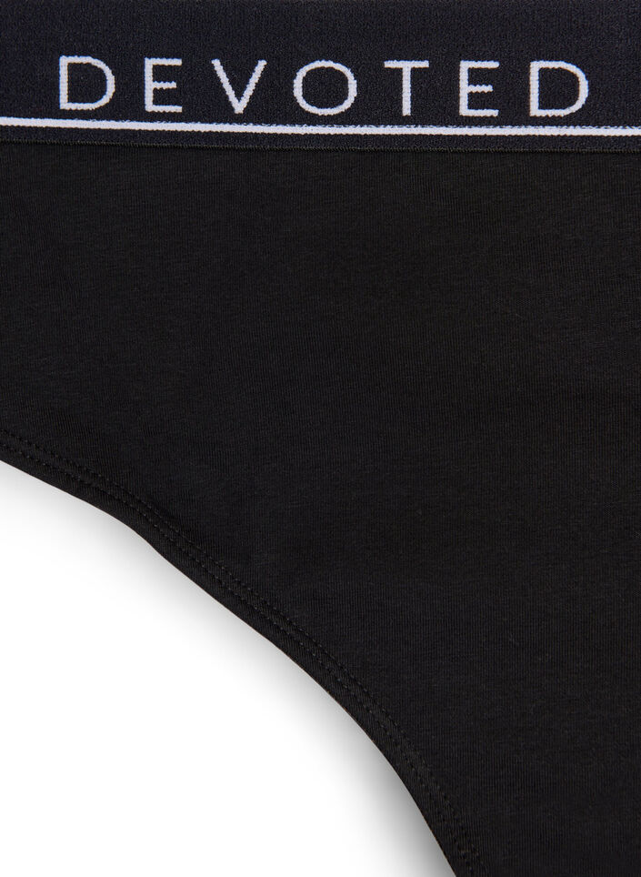 Stringtrosa i bomull med normal midjeh&ouml;jd, Svart, Packshot image number 2