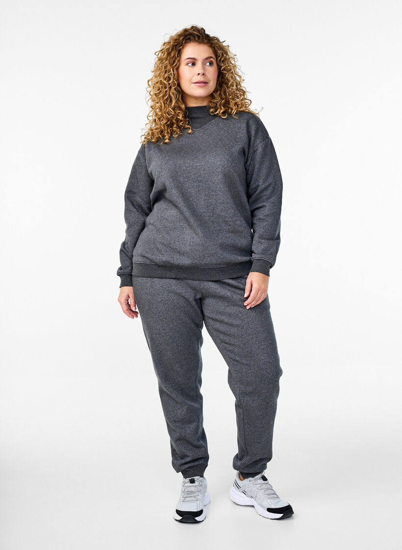 Sweatshirt med h&ouml;g krage och l&aring;nga &auml;rmar, Gr&aring;, Model image number 1