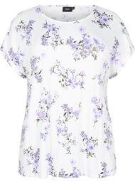 T-shirt med blommigt tryck, Lila