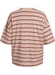 Oversize t-shirt med r&auml;nder och halvl&aring;nga &auml;rmar, Beige, Packshot image number 1