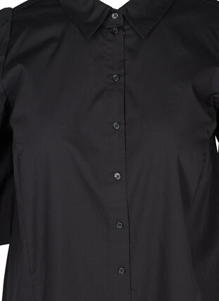 Skjorta i bomull med 3/4 puffärmar, Black, Packshot image number 2