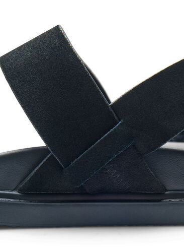 Sandal med bred passform i mocka, Black, Model image number 0