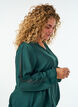 Blus med ballongeffekt och chiffongdetaljer, Gr&ouml;n, Model image number 3