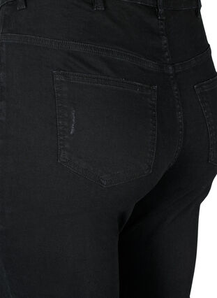 Kroppsnära jeans med slitdetaljer, Black, Packshot image number 3